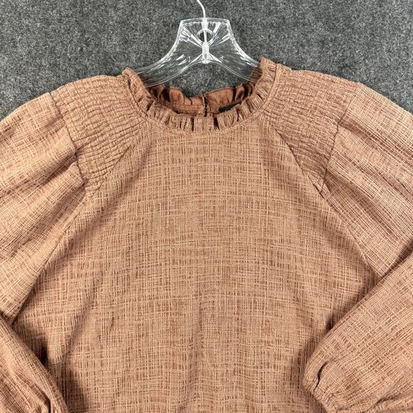 Anthropologie Current Air Jasia Blouse Women's Extra Small Orange Brown Ballon - Picture 2 of 8